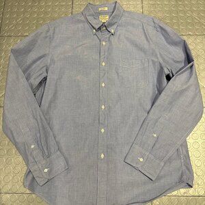 J Crew Classic Secret Wash Organic Cotton Stretch Button Down Shirt Waterfall L